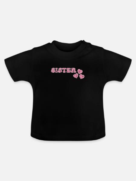 Schwester - Baby Bio-T-Shirt mit Rundhals - Schwarz