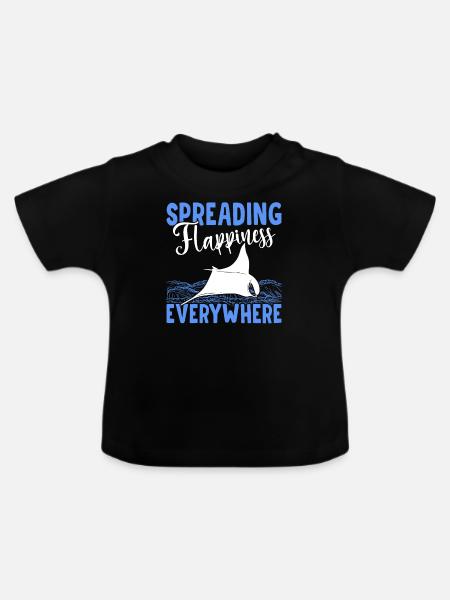 Mantarochen Verbreiten Flappiness Mantarochen - Baby Bio-T-Shirt mit Rundhals - Schwarz