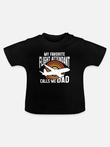 Flugbegleiter Papa Stewardess Flugbegleiter - Baby Bio-T-Shirt mit Rundhals - Schwarz