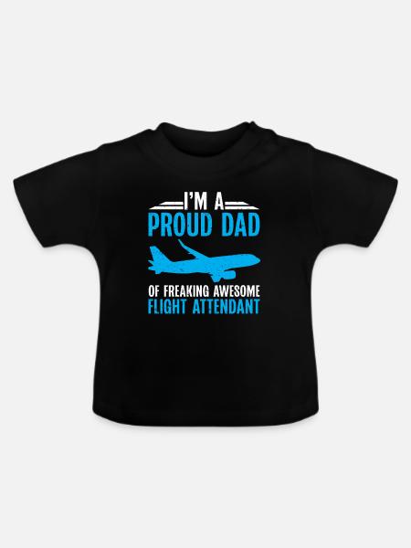 Flugbegleiter Papa Stewardess Flugbegleiter - Baby Bio-T-Shirt mit Rundhals - Schwarz
