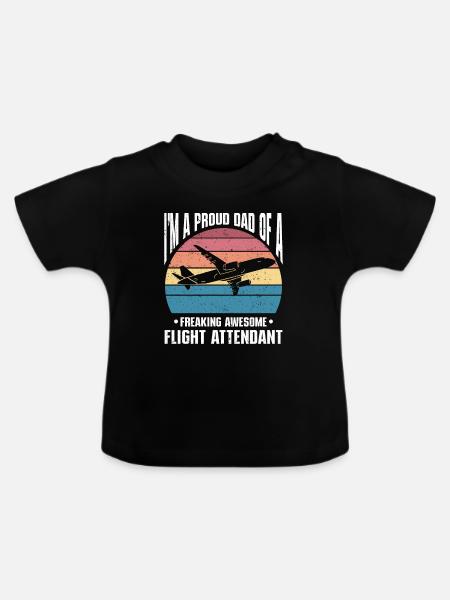 Flugbegleiter Papa Stewardess Flugbegleiter - Baby Bio-T-Shirt mit Rundhals - Schwarz