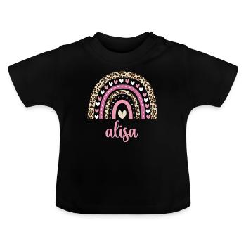 Alisa Regenbogen Name Geburtstag Alisa - Baby Bio-T-Shirt mit Rundhals - Schwarz - Vorne