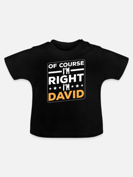 Ich bin David - Baby Bio-T-Shirt mit Rundhals - Schwarz