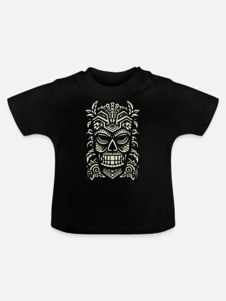 Tiki Maske - Baby Bio-T-Shirt mit Rundhals - Schwarz
