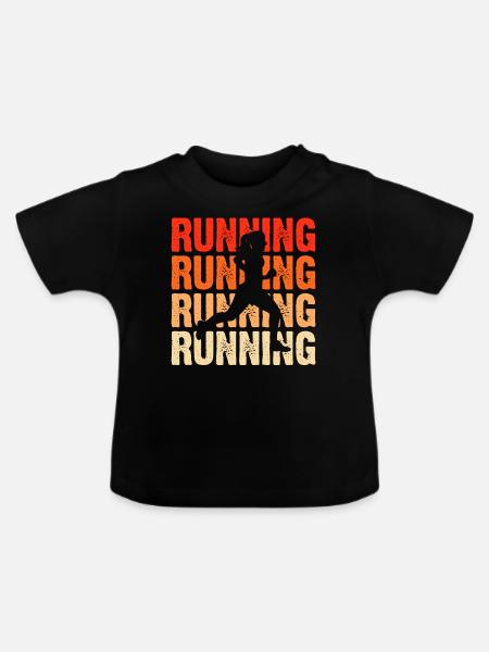 Joggen Laufen Marathon - Baby Bio-T-Shirt mit Rundhals - Schwarz