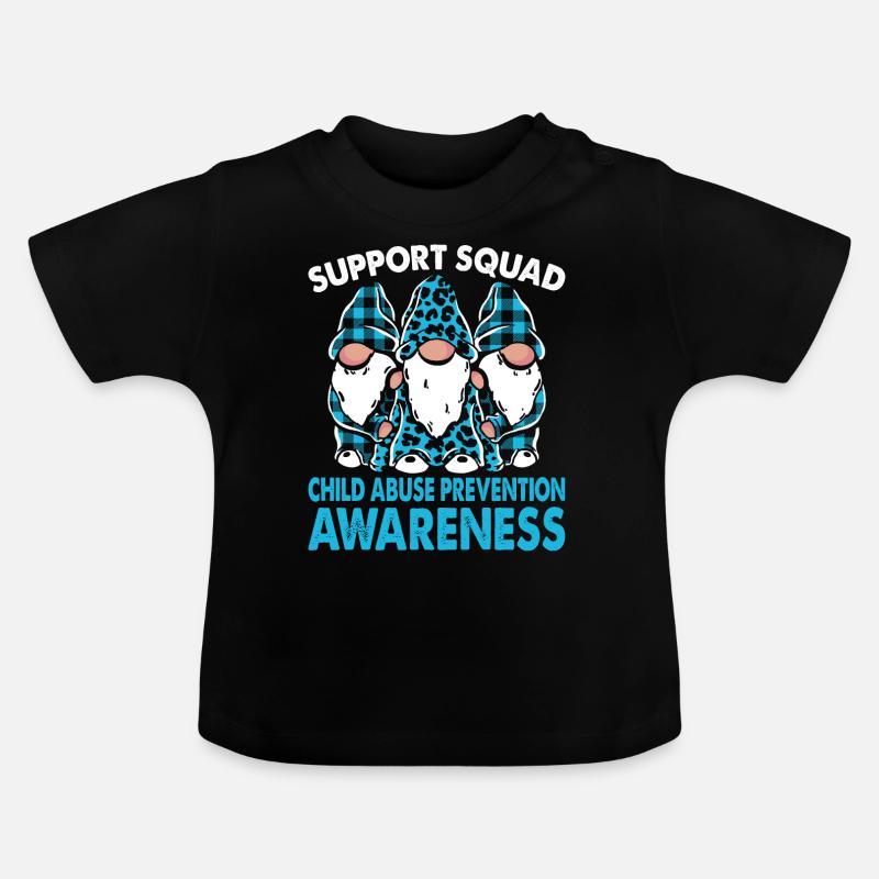 Support Squad Child Abuse Prevention Awareness - Baby Bio-T-Shirt mit Rundhals - Schwarz
