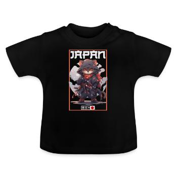 Asia Cat Japanese Samurai Samurai - Baby Organic T-Shirt with Round Neck - black - Front