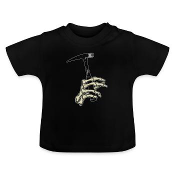 Skeleton Hand Holding Rock Hammer - Rockhounding - Baby Organic T-Shirt with Round Neck - black - Front