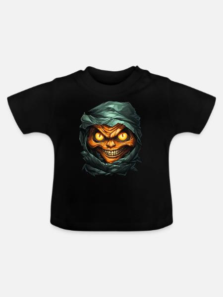 Halloween Spooky Cartoon Mummy - Baby Bio-T-Shirt mit Rundhals - Schwarz