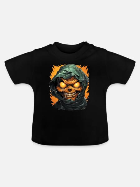 Halloween Spooky Cartoon Mummy - Baby Bio-T-Shirt mit Rundhals - Schwarz