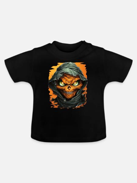 Halloween Spooky Cartoon Mummy - Baby Bio-T-Shirt mit Rundhals - Schwarz