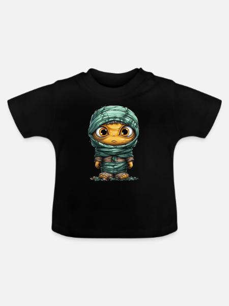 Halloween Spooky Cartoon Mummy - Baby Bio-T-Shirt mit Rundhals - Schwarz