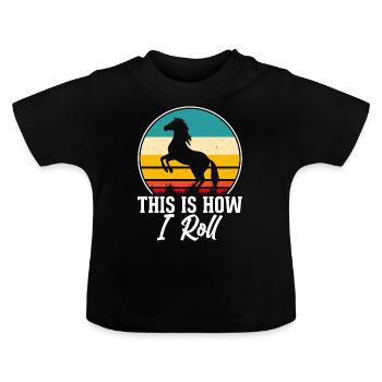 Horse Riding - Baby Organic T-Shirt with Round Neck - black - Front