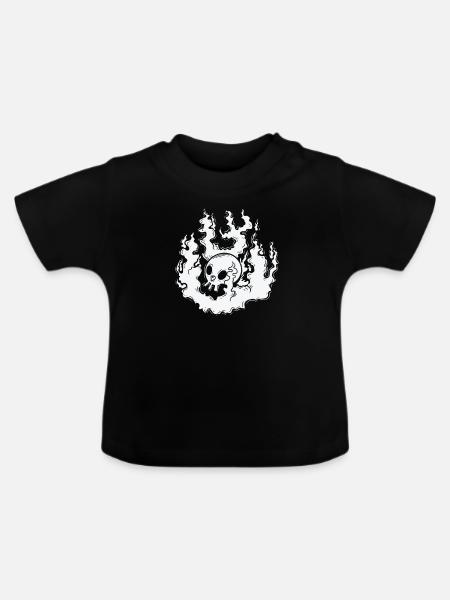 Brennender Knochenschädel Gothic Styl - Baby Bio-T-Shirt mit Rundhals - Schwarz
