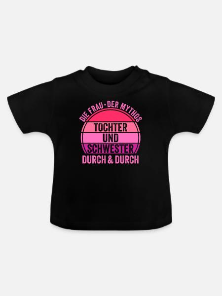 Tochter Schwester - Baby Bio-T-Shirt mit Rundhals - Schwarz