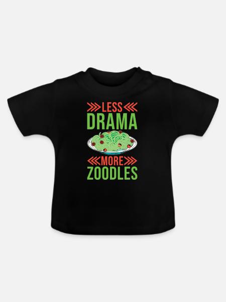 Zoodles Zucchini Pasta Spruch - Baby Bio-T-Shirt mit Rundhals - Schwarz