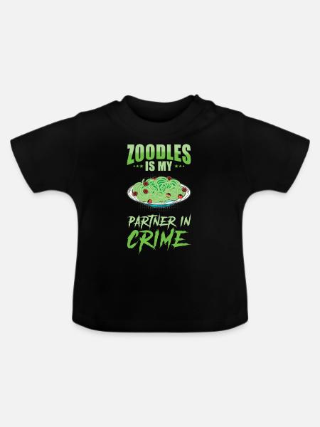 Zoodles Zucchini Pasta Spruch - Baby Bio-T-Shirt mit Rundhals - Schwarz