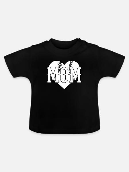 Baseball Mutter Baseball Mama - Baby Bio-T-Shirt mit Rundhals - Schwarz