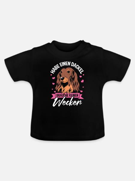 Gassi Dackel Sprüche - Baby Bio-T-Shirt mit Rundhals - Schwarz