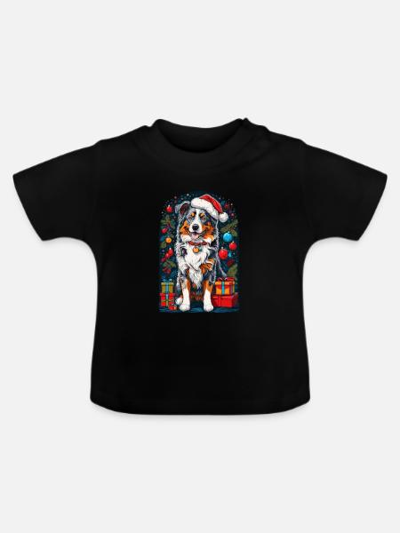 Lustiger Australian Shepherd Mit - Baby Bio-T-Shirt mit Rundhals - Schwarz