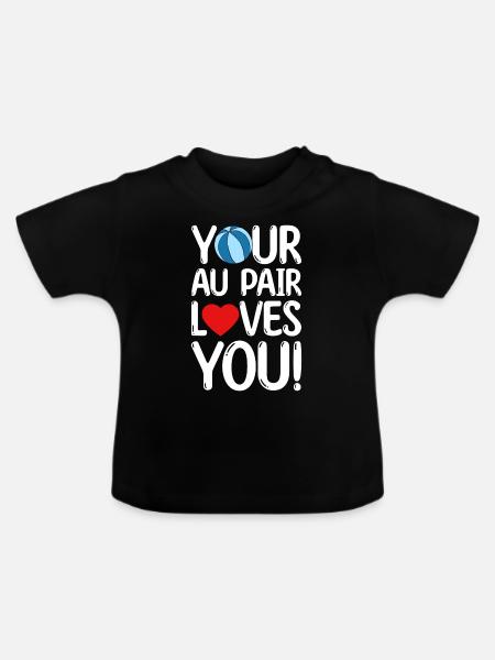 Au Pair Mädchen Kindergarten Nanny - Baby Bio-T-Shirt mit Rundhals - Schwarz