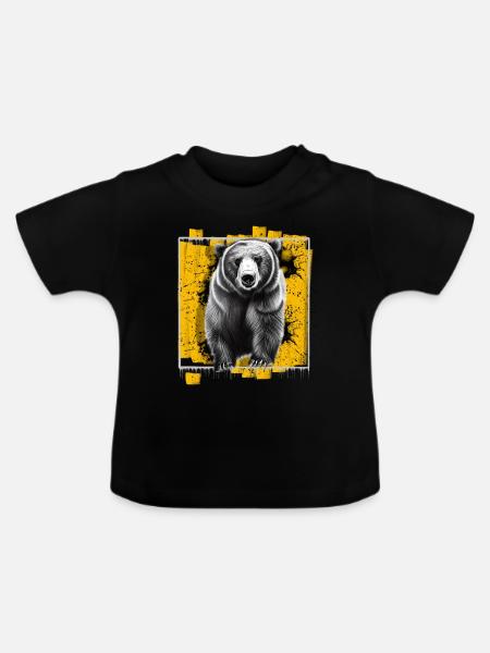 Bär - Baby Bio-T-Shirt mit Rundhals - Schwarz