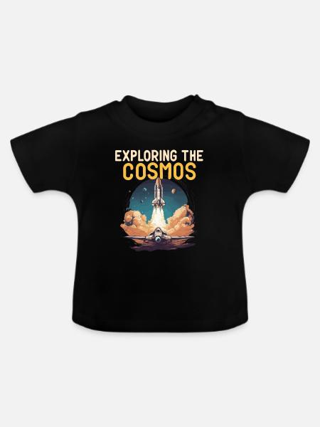 EXPLORING THE COSMOS - Baby Bio-T-Shirt mit Rundhals - Schwarz