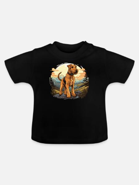 Hund Airedale Terrier - Baby Bio-T-Shirt mit Rundhals - Schwarz