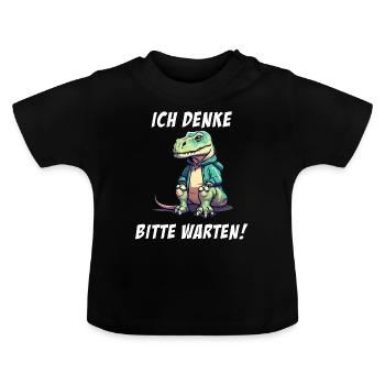 Ich denke, bitte Warten Dino Dinosaurier - Baby Bio-T-Shirt mit Rundhals - Schwarz - Vorne