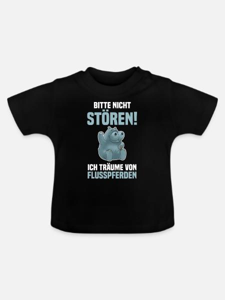 Nilpferd Flusspferd - Baby Bio-T-Shirt mit Rundhals - Schwarz