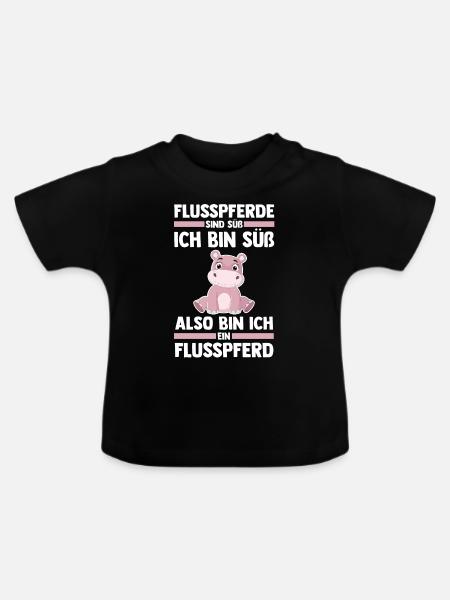 Nilpferd Flusspferd - Baby Bio-T-Shirt mit Rundhals - Schwarz