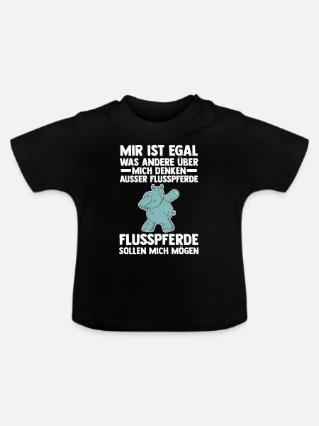 Nilpferd Flusspferd - Baby Bio-T-Shirt mit Rundhals - Schwarz