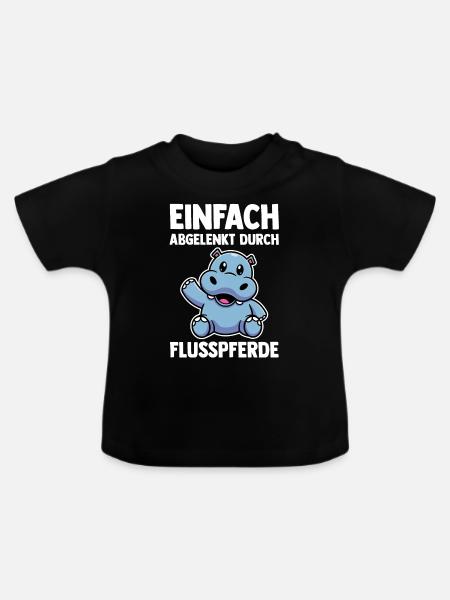 Nilpferd Flusspferd - Baby Bio-T-Shirt mit Rundhals - Schwarz