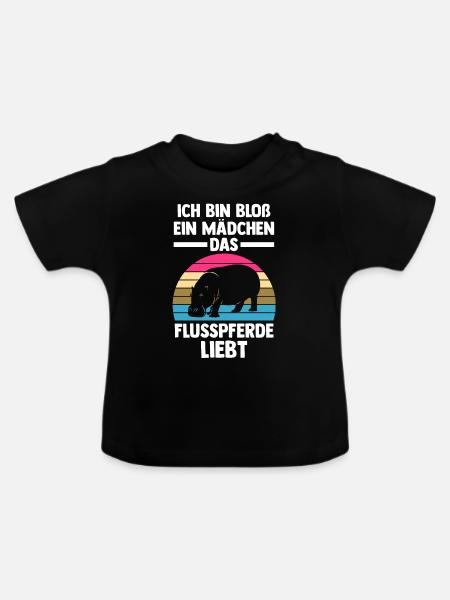 Nilpferd Flusspferd - Baby Bio-T-Shirt mit Rundhals - Schwarz