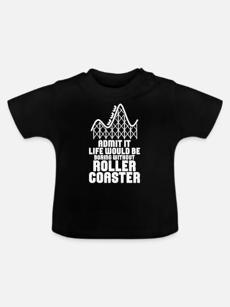 Achterbahnvergnügungspark Achterbahnfahrt - Baby Bio-T-Shirt mit Rundhals - Schwarz