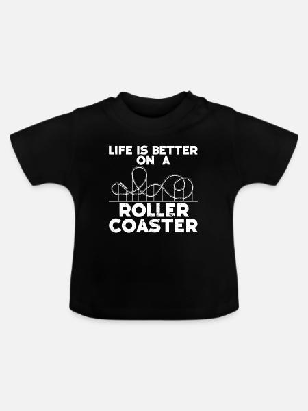 Achterbahnvergnügungspark Achterbahnfahrt - Baby Bio-T-Shirt mit Rundhals - Schwarz