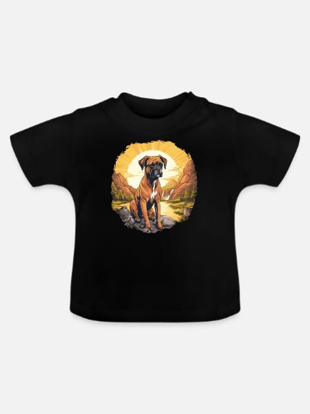 Hund Boxer - Baby Bio-T-Shirt mit Rundhals - Schwarz