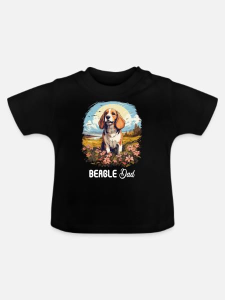 Hund Beagle - Baby Bio-T-Shirt mit Rundhals - Schwarz