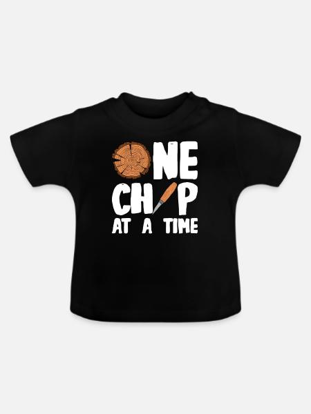 Holz schintzen Holzschnitzerei - Baby Bio-T-Shirt mit Rundhals - Schwarz