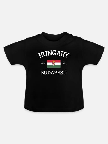 Ungarn - Baby Bio-T-Shirt mit Rundhals - Schwarz