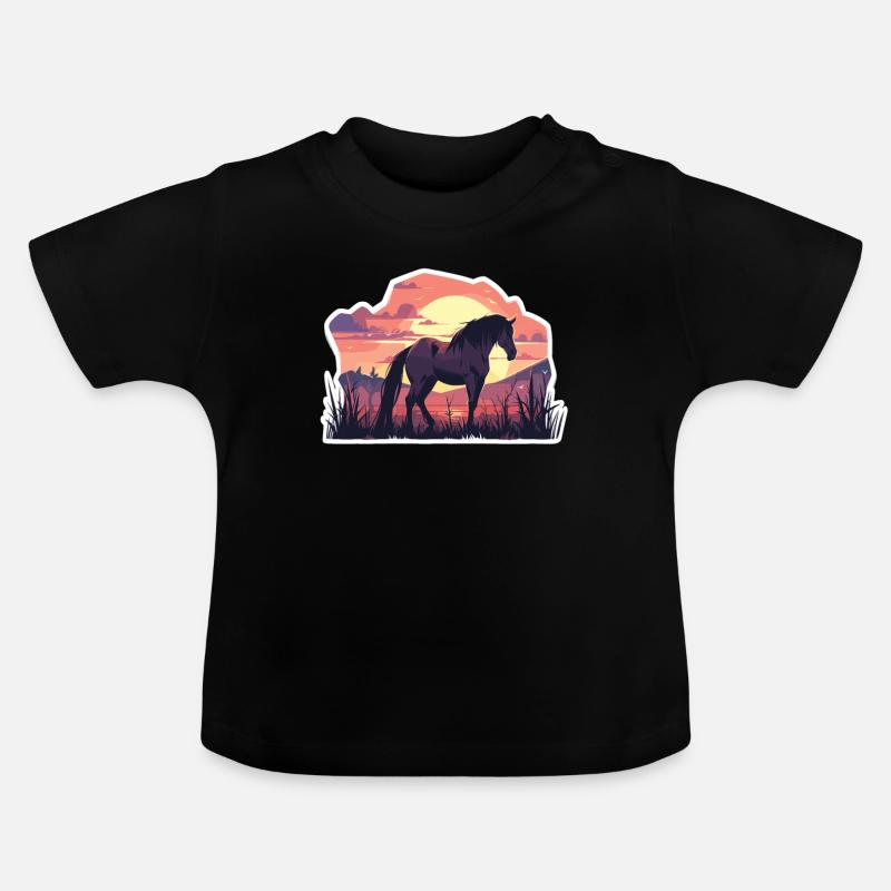 Cheval Chevaux Ross Équitation Cavalier en chef - T-shirt bio col rond Bébé - noir