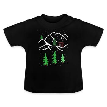 Winter Mountain Hut Solitude Christmas Snow - Baby Organic T-Shirt with Round Neck - black - Front
