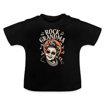 Rock Grand-mère Grand-mère Grand-mère Mamie mélomane - T-shirt bio col rond Bébé - noir - Devant