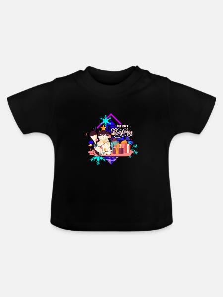 Verärgerte Katze am Baum - Baby Bio-T-Shirt mit Rundhals - Schwarz