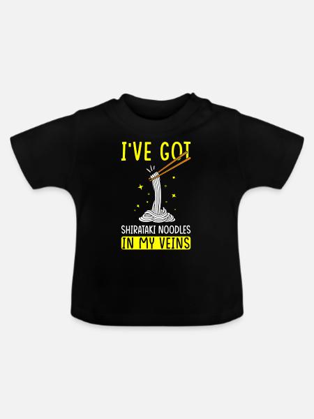 Shiritaki Nudeln - Baby Bio-T-Shirt mit Rundhals - Schwarz