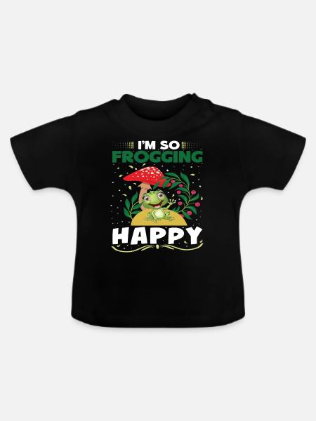 I´m so Frogging Happy - Baby Bio-T-Shirt mit Rundhals - Schwarz
