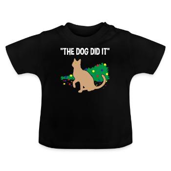 Verschmitzte Katze Schuld auf Hund Geschenk - Baby Bio-T-Shirt mit Rundhals - Schwarz - Vorne