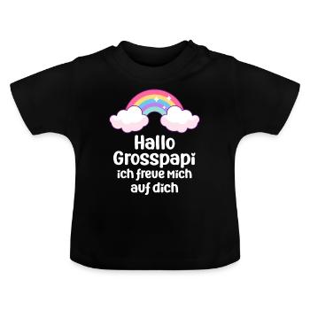 Hallo Grosspapi befördert zum Grosspapi Opa - Baby Bio-T-Shirt mit Rundhals - Schwarz - Vorne