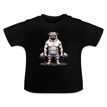 Muscular Pug Gym and Dog Lover - Baby Organic T-Shirt with Round Neck - black - Front