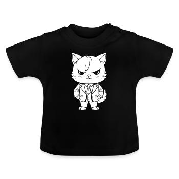 Katze Anzug - Baby Bio-T-Shirt mit Rundhals - Schwarz - Vorne